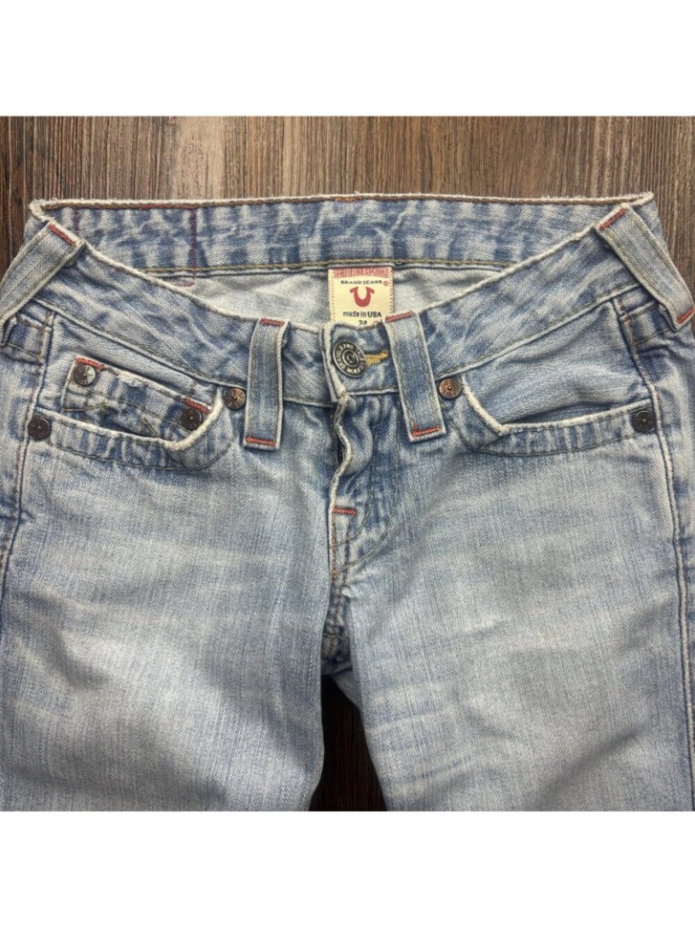 Vintage True Religion Jeans JOHNNY Boot Embroidered Fairy Light Wash Size 24 - Picture 4 of 13